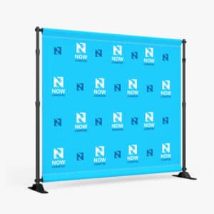 99banners.com custom step and repeat backdrop for events, 8x8 ft red and white branding design