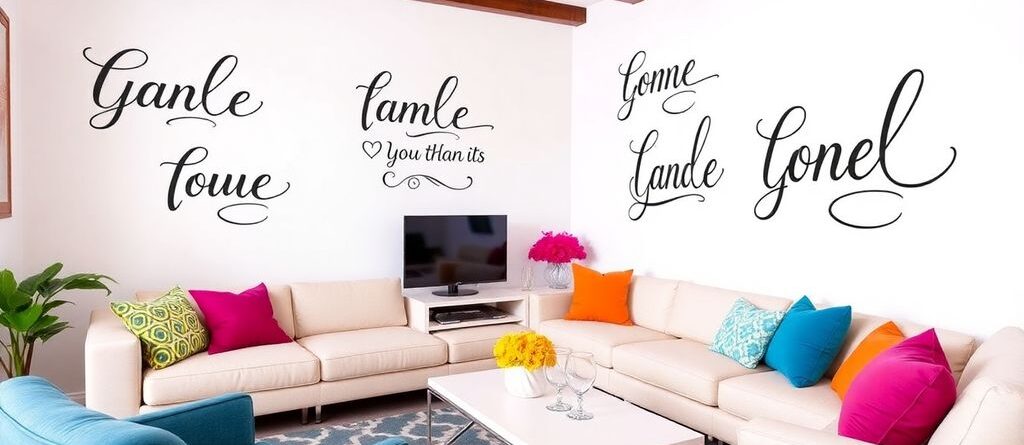 Stylish vinyl lettering designs in a beautifully decorated room.