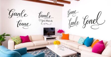 Stylish vinyl lettering designs in a beautifully decorated room.