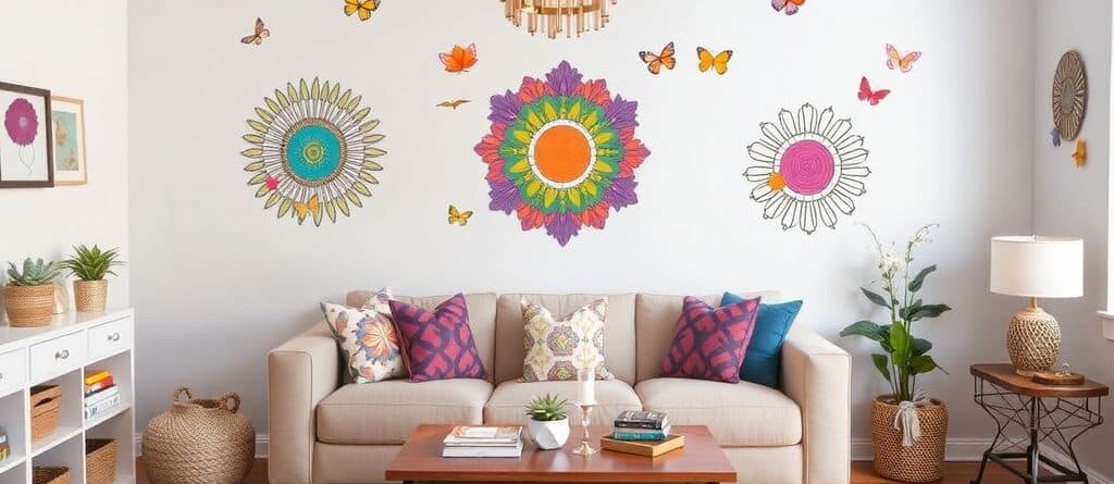 Colorful custom wall decals in a beautifully decorated room.