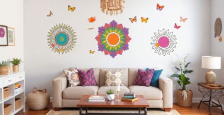 Colorful custom wall decals in a beautifully decorated room.