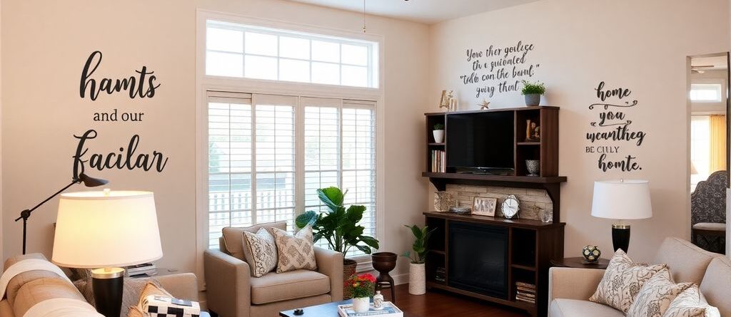 Decorated interior with creative vinyl lettering accents.