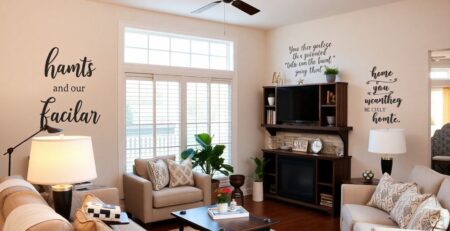 Decorated interior with creative vinyl lettering accents.