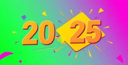 Colorful sales banner with dynamic shapes and bold colors.