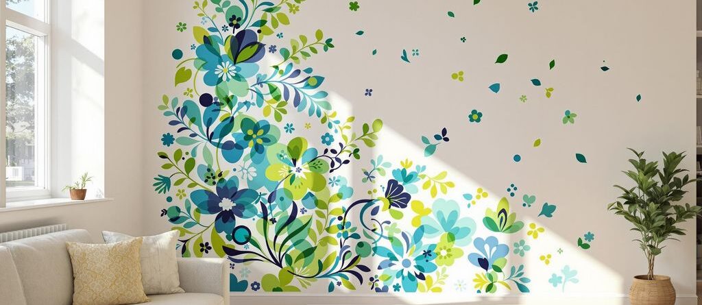 Sala de estar moderna, pegatina de pared colorida