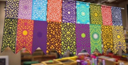 Colorful Minecraft banners, various patterns, vivid.