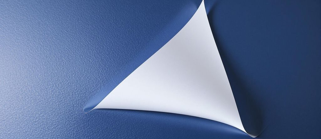 Removable vinyl material peeling off a clean surface.