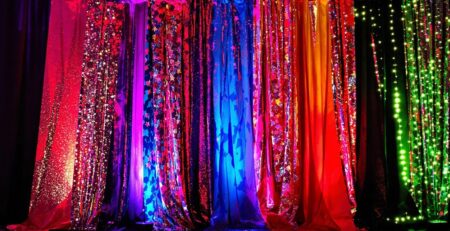 Beautiful custom party backdrop with vibrant colors.