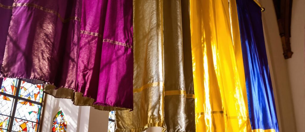 Bright church banners.