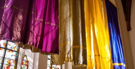 Bright church banners.