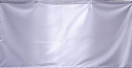Banner rectangular en blanco, con luz brillante.