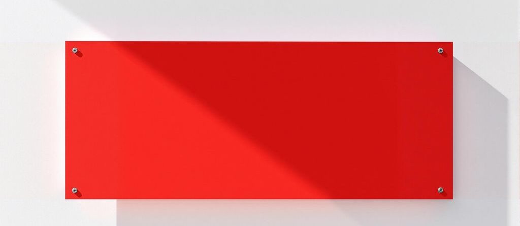 Perfecto banner rectangular rojo, luz de sol brillante.