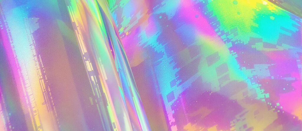 Close-up: iridescent sticker film, abstract patterns.