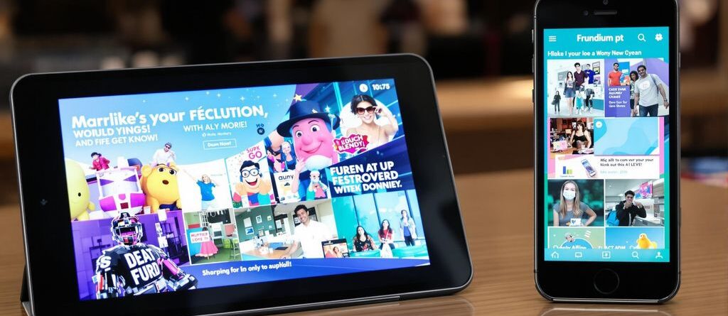 Digital ads glowing on various screens